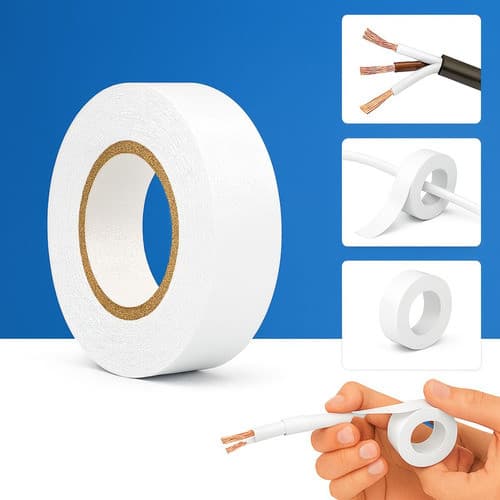 Fita Isolante 20m x 19mm branca antichama pvc Uso Profissional reforçada flexivel