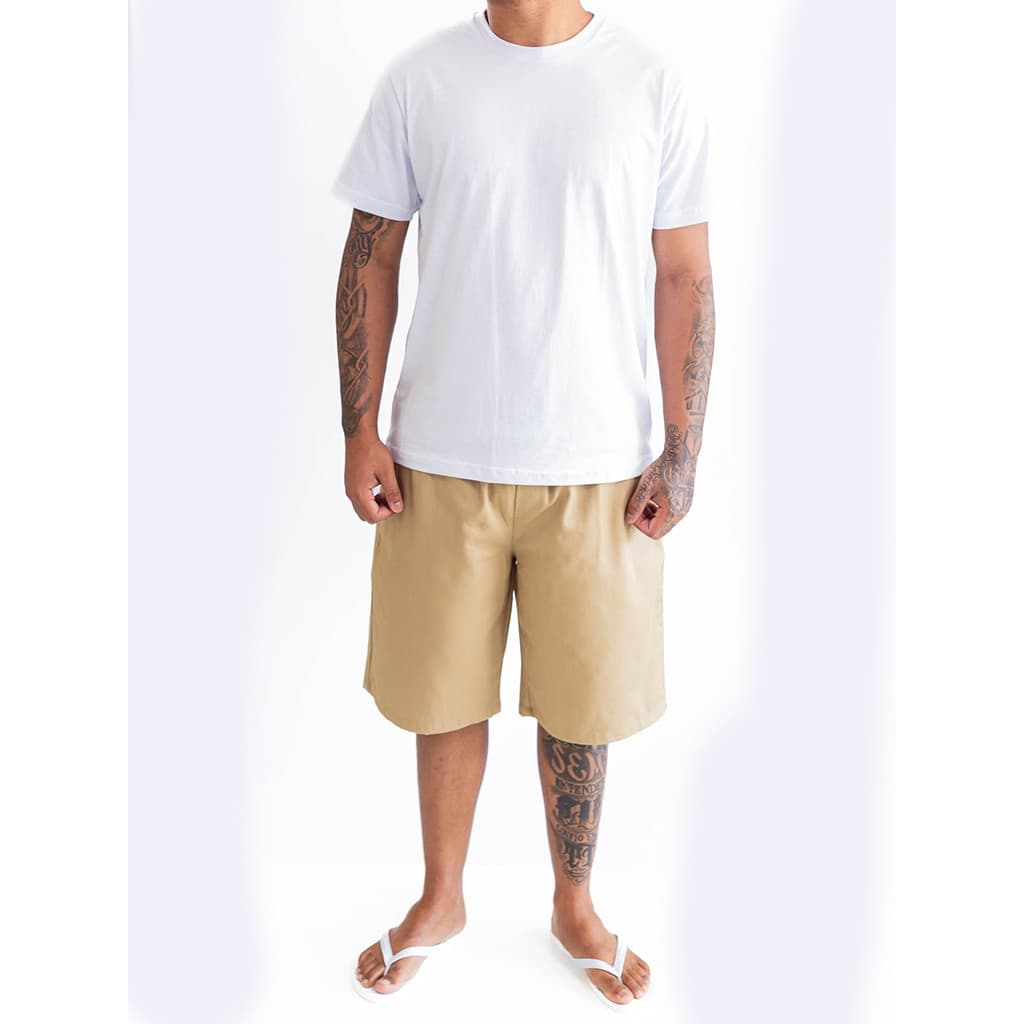 Kit 2 Bermudas de Sarja Caqui Sem Bolso Basica