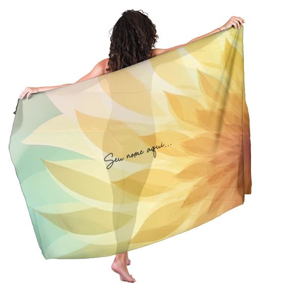 Canga Saida de Praia com nome personalizado 90x140cm