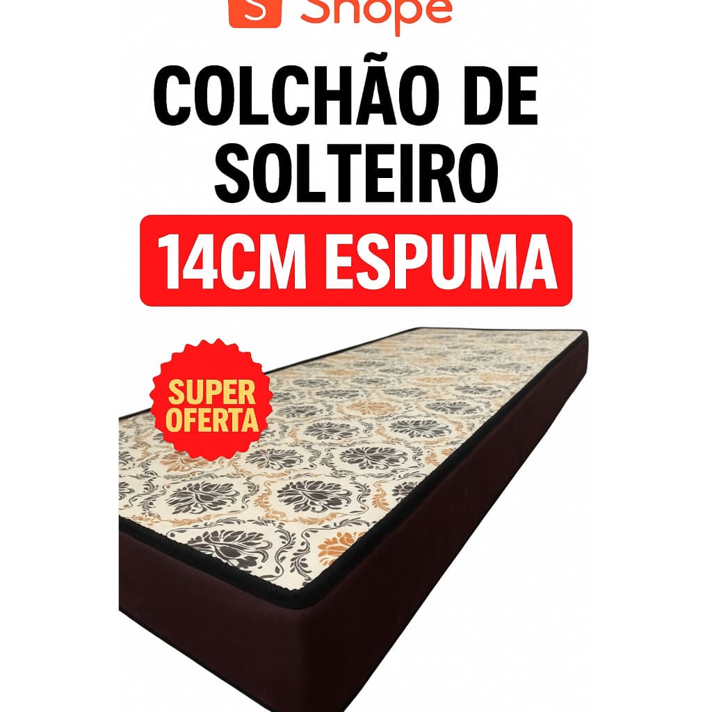 Colchão Solteiro Espuma de Alta Densidade D28 Medida 88x188x14cm Super Oferta Linha Premium Dormir Bem Saúde.