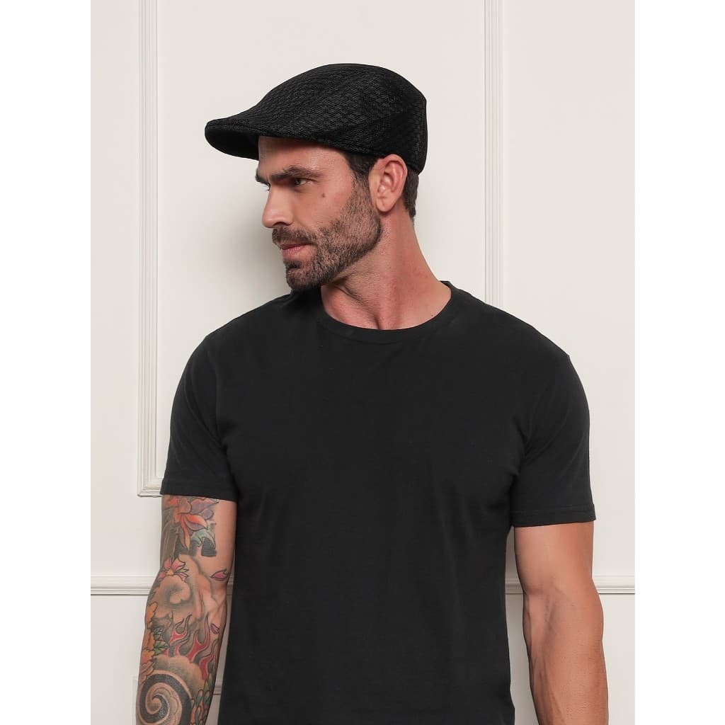 Boné de Boina Masculino Estilo Newsboy | Tecido Rede para Primavera/Verão