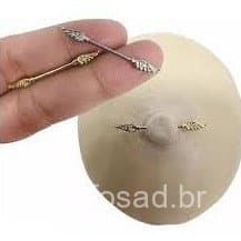 Piercing para mamilo peito asa anjo aço cirurgico banhado a ouro 18k
