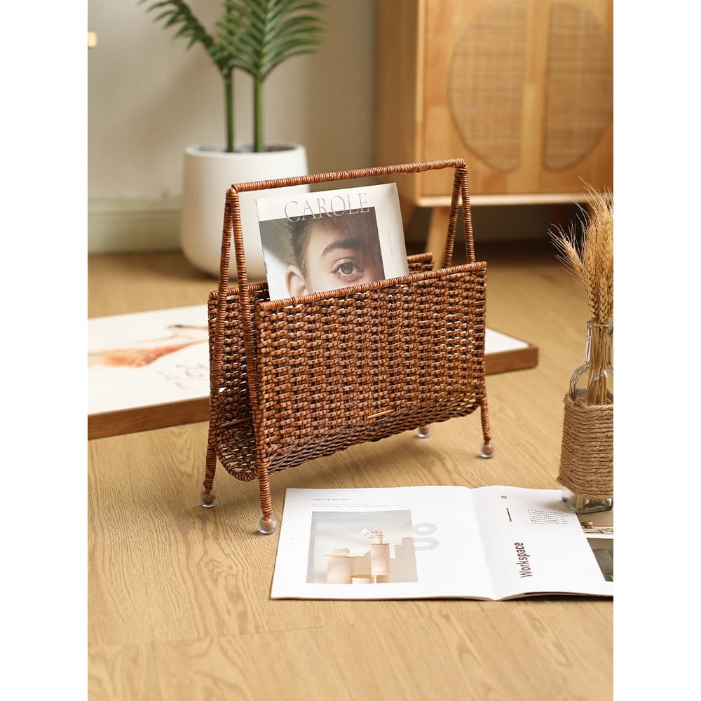 KENS moderno Rattan-como sala de estar livro jornal rack armazenamento revista rack sala estar canto armazenamento criat
