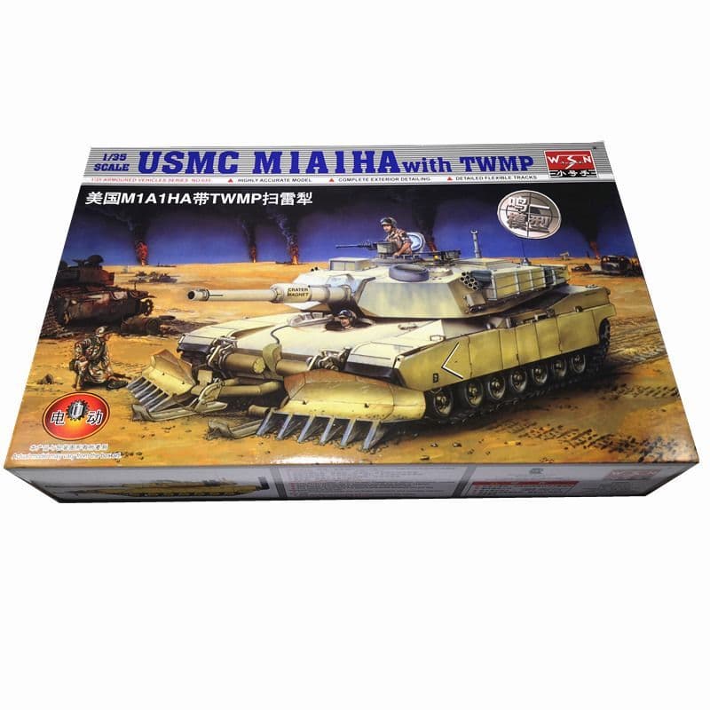 00335 Tanque montado modelo 1/35 Tanque M1A1 americano com calha de varredura relâmpago