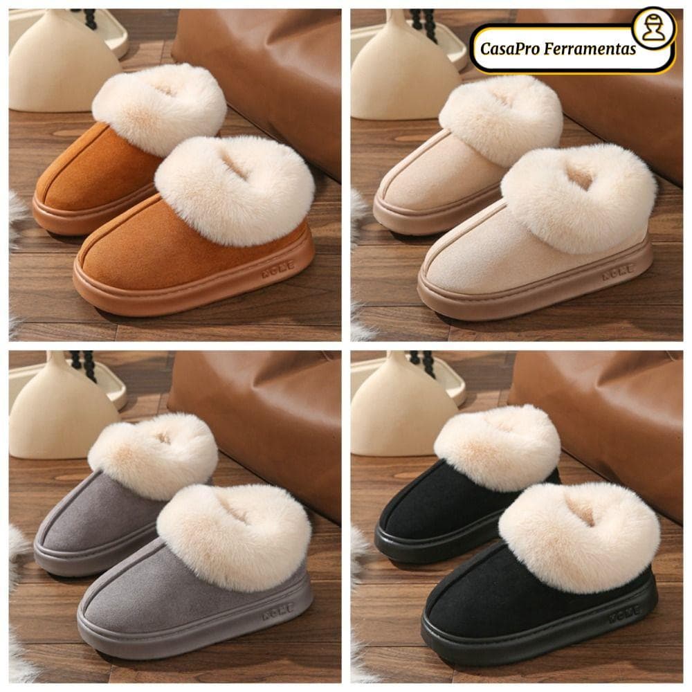 SUNSHINY Chinelos Macios , Botas De Neve Fofas De Pele Sintética , Sapatos Femininos Quentes E Confortáveis Com Fundo Gr
