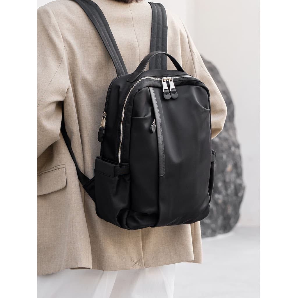 Pano Oxford com mochila de couro genuíno feminina High-End nicho saco senhoras Commuter mochila viagem leve grande capac
