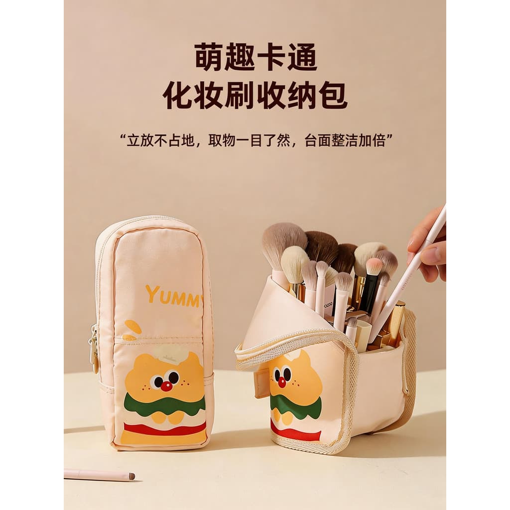 Standable saco de armazenamento de pincel de maquiagem passeio portátil cosméticos portátil pequeno saco de viagem peque