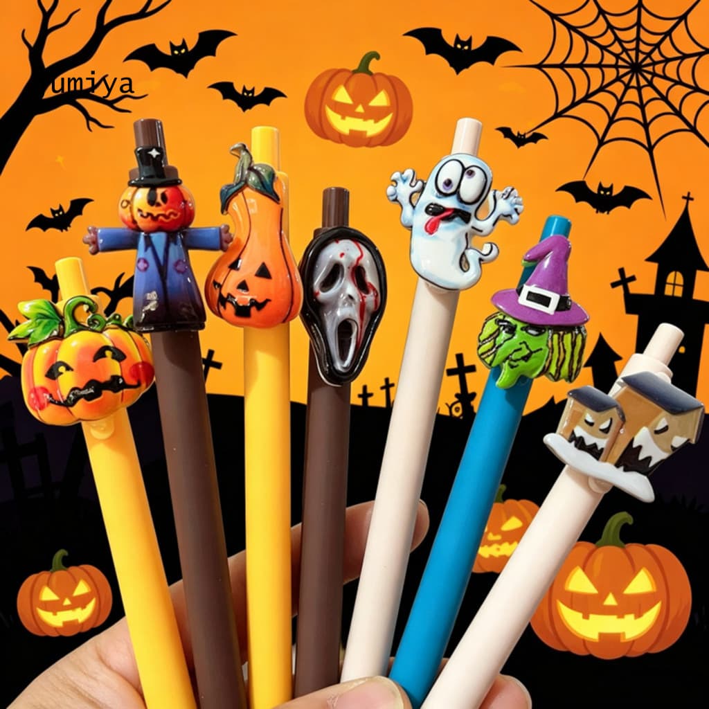 JY Canetas Tipo Push Com Uma Mão , Material Escolar Decorativo De Férias , Lindas De Gel De Halloween Estampa De Fantasm