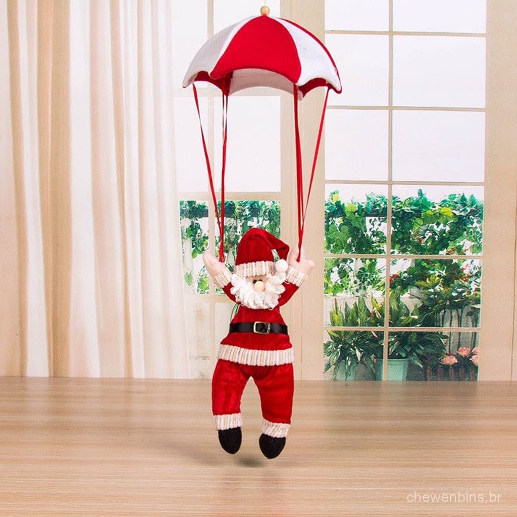 1 Peça de Decoração Divertida de Natal para o Teto da Casa, Papai Noel em Paraquedas, Ornamento Suspenso
