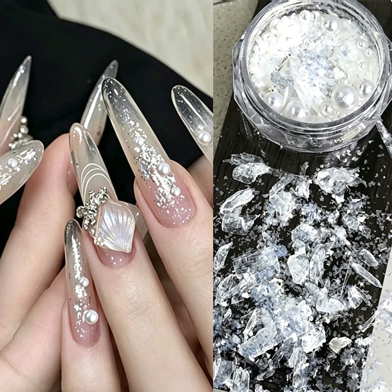 Amuletos De Unhas Mistos , Destaque De Escama De Peixe E Lantejoulas De Concha , Venda Quente Transfronteiriça , Flocos