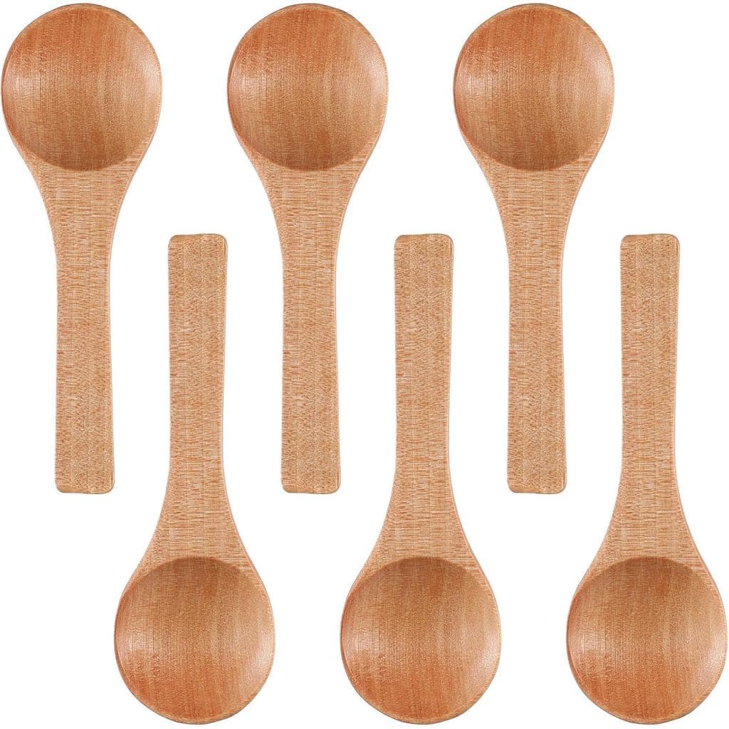 6PCS Pequenas Colheres de Madeira, 3. Colheres de Madeira Mini Artesanais de 5 Polegadas para Frascos, Degustação de Con