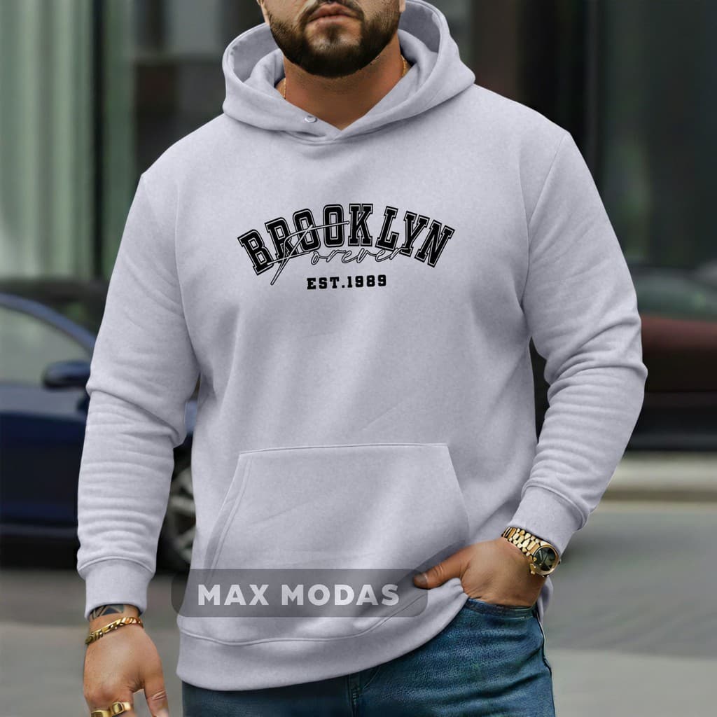 Blusa De Frio  Plus Size Moletomm Canguru Com Capuz e Bolso G1 ao G5
