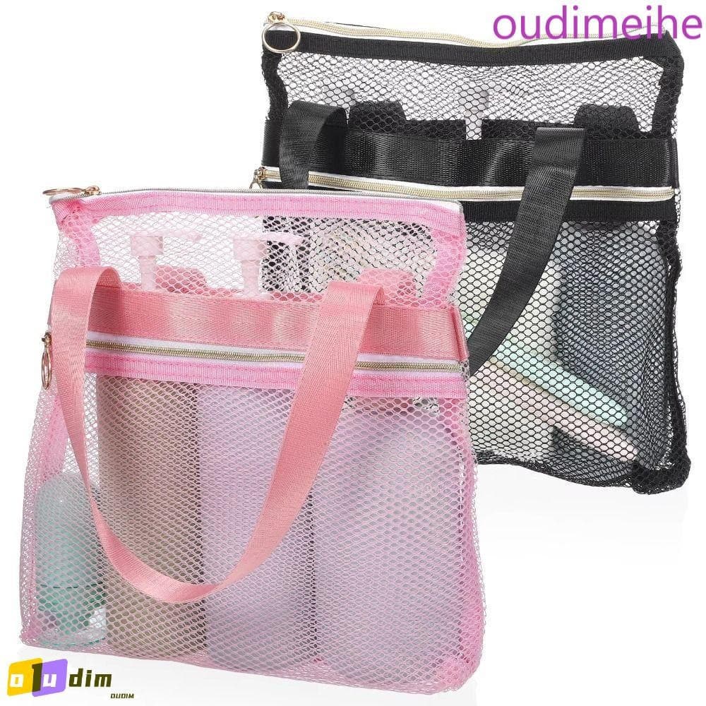 Bolsa De Praia De Malha OUDIMEIHE , Cosmética Portátil Transparente Para Chuveiro Armazenamento Lavagem De Viagem