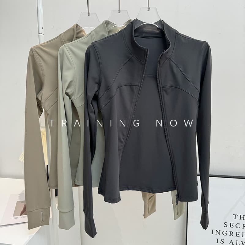 Jaqueta de Fitness feminina outono inverno 2026 novo estilo magro gola alta Yoga wear esportes de manga comprida corrend