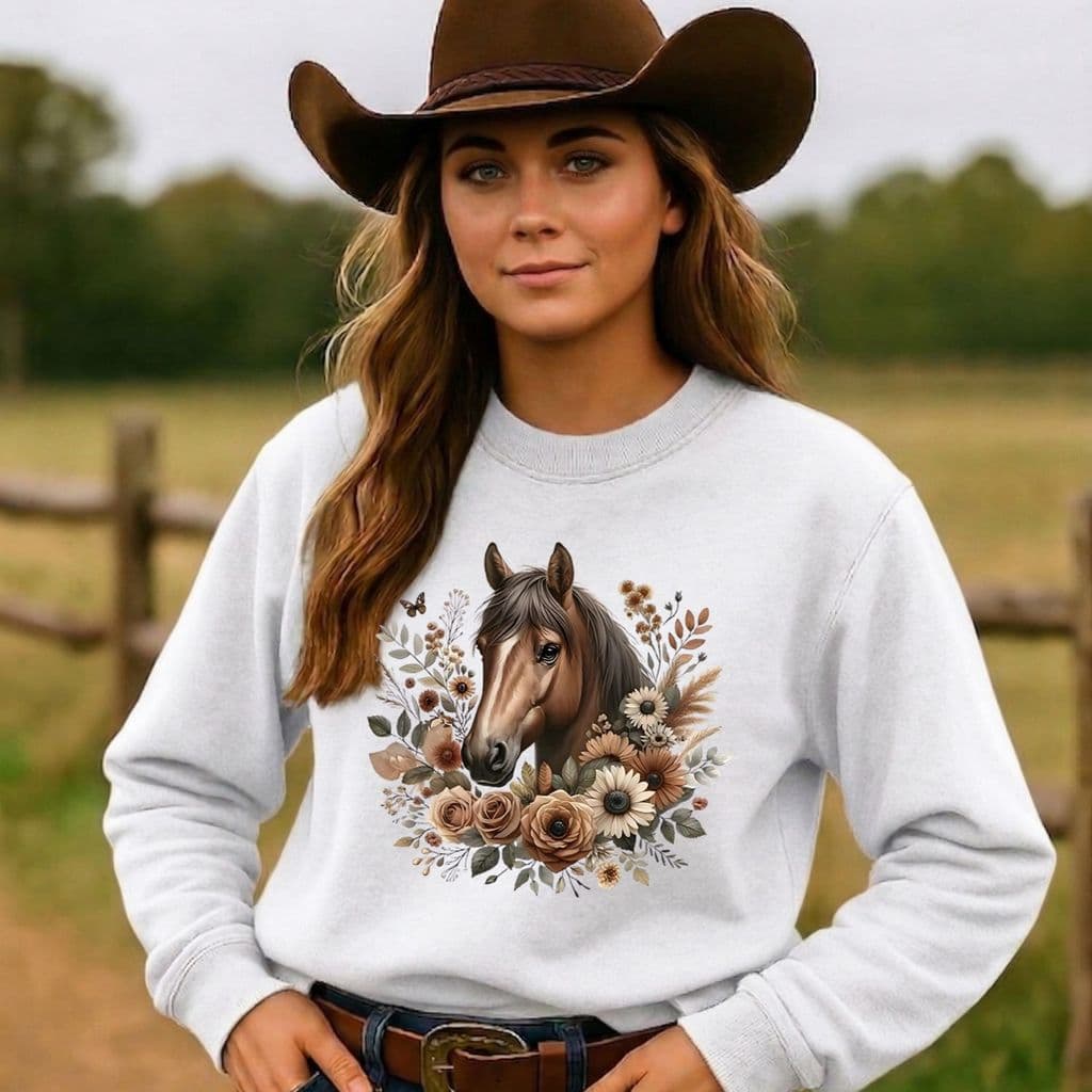 Moletom blusa de frio cavalo floral country cowgirl cowboy boiadeira peoa roça faculdade agro vet