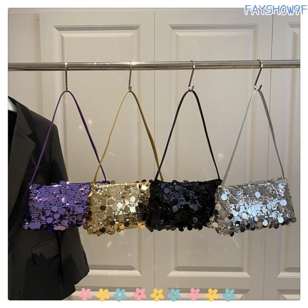 Bolsa Feminina FAYSHOW , De Ombro Leve De Lantejoulas De Cor Sólida , Sacola De Festa À Noite De Grande Capacidade