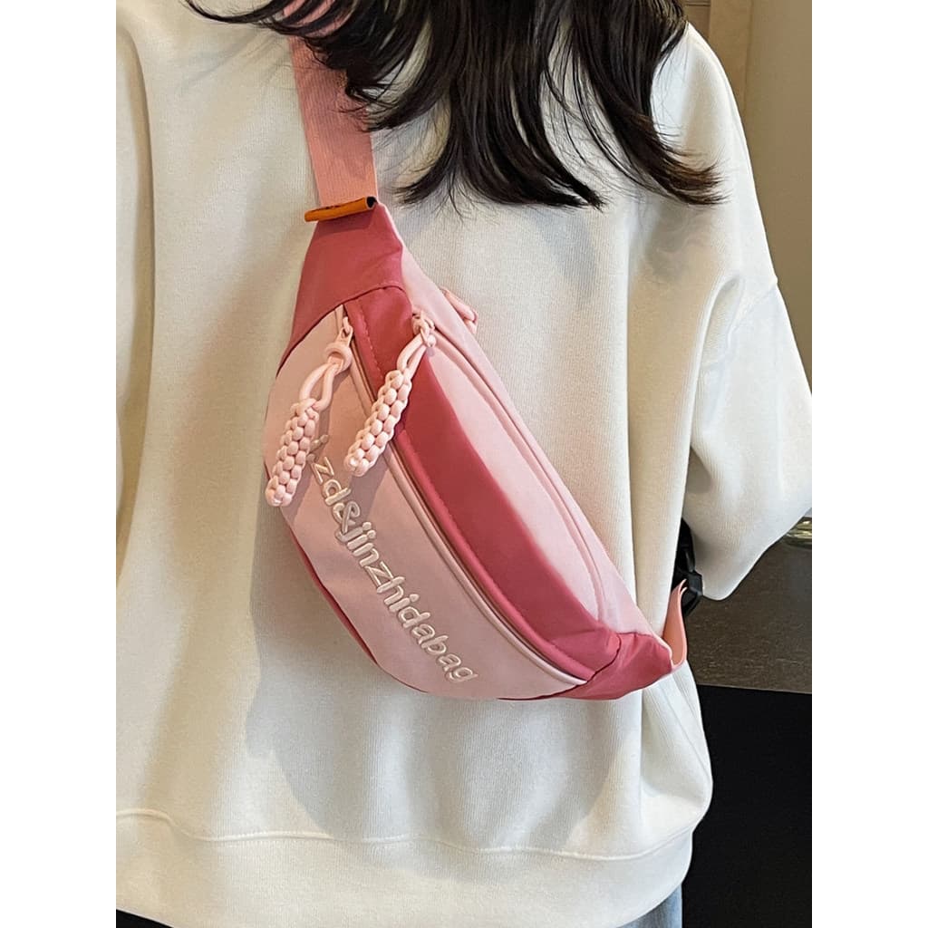 Cor contrastante linda menina esportes ciclismo bolsa de ombro