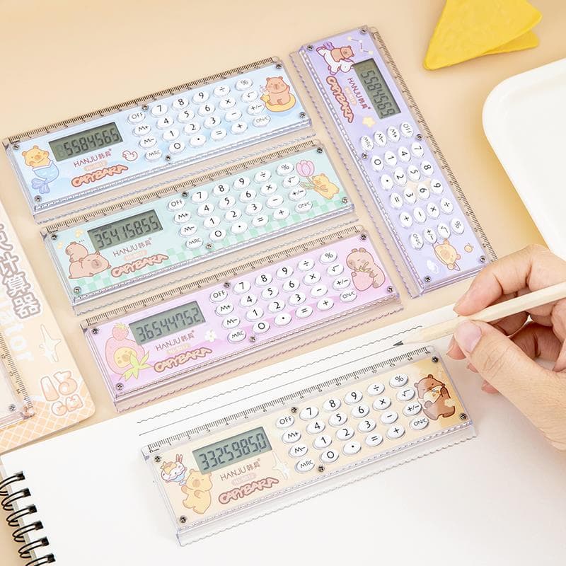 Calculadora de régua divertida e fofa Mini fofa de dupla utilização em miniatura multifuncional dobrável criativa com ré