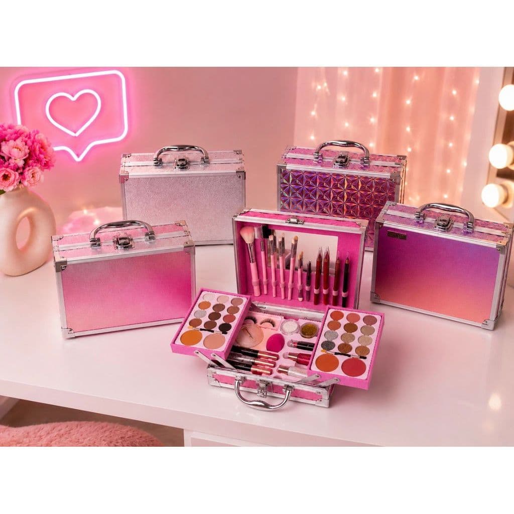 Kit Maleta De Maquiagem Completa Sombras Blush Lip Gloss Primer Base Pincéis Acessórios Estojo Luxo Presente Perfeito