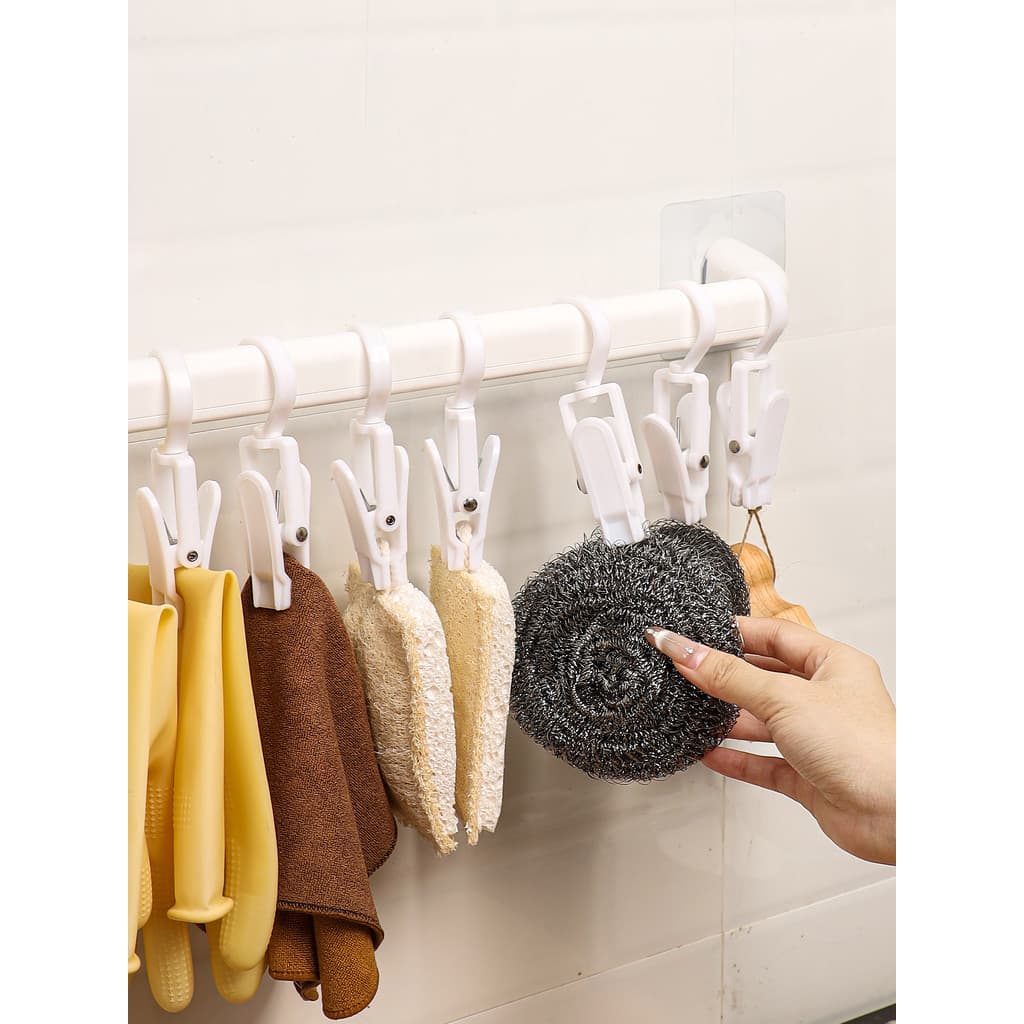 Cozinha bola de aço pano parede pendurado rack tempero saco prato pano luvas limpeza esfregão dreno rack gancho