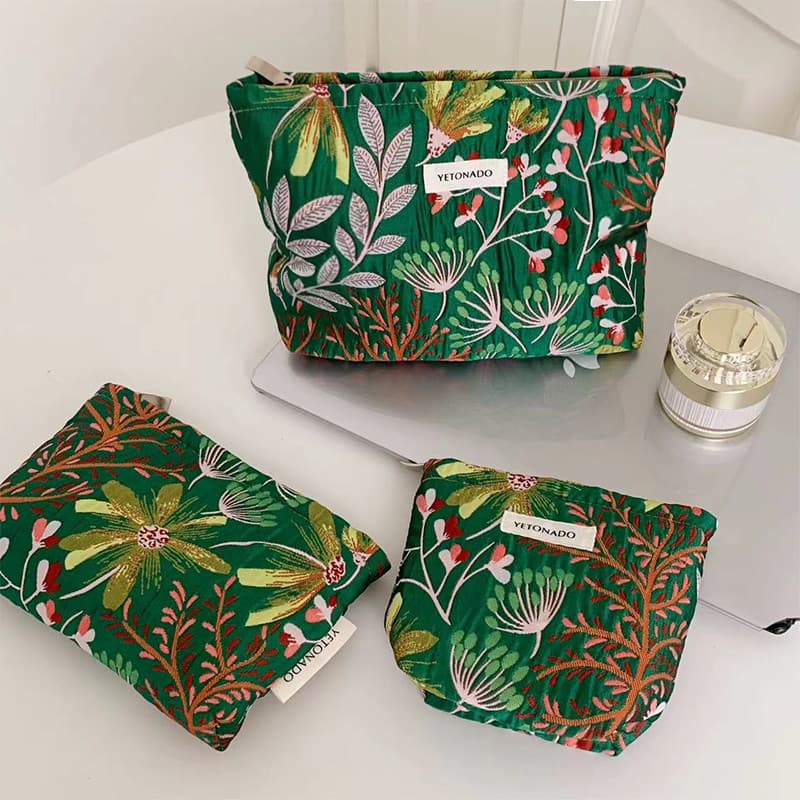 2026 Bolsa cosmética Floral de grande capacidade, portátil, para cuidados com a pele, bolsa de armazenamento de produtos