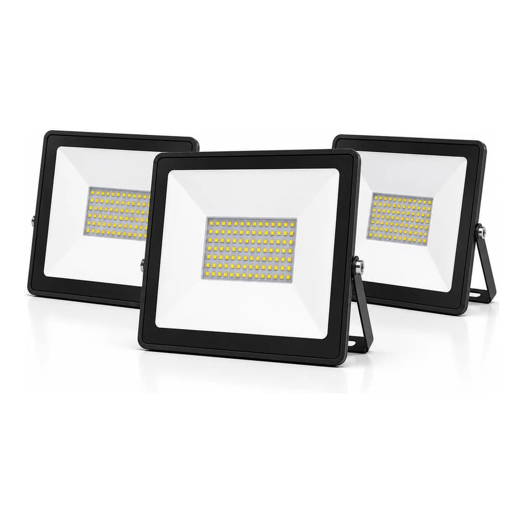 Kit 3 Refletores 100w Led Economax 6500k Branco Frio Ip65