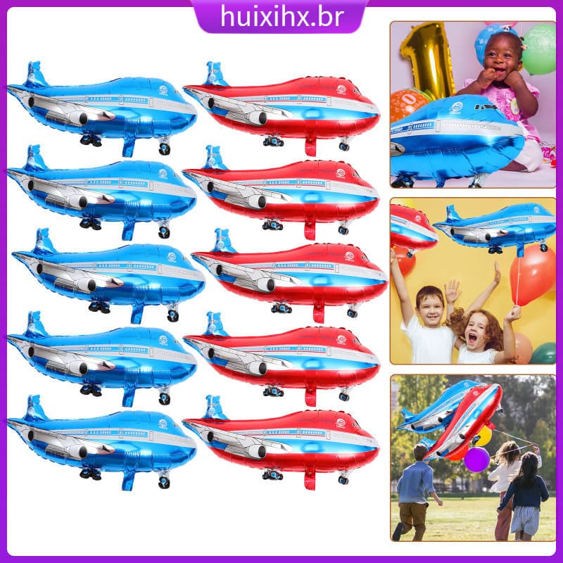 🎉 10Pcs Enfeites de Avião de Alumínio para Decoração de Aniversário