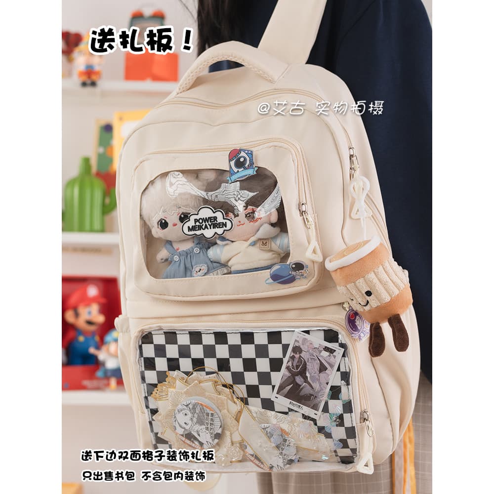 Grande capacidade saco de dor de grão mochila leve diário mochila estudante do sexo feminino simples japonês transparent