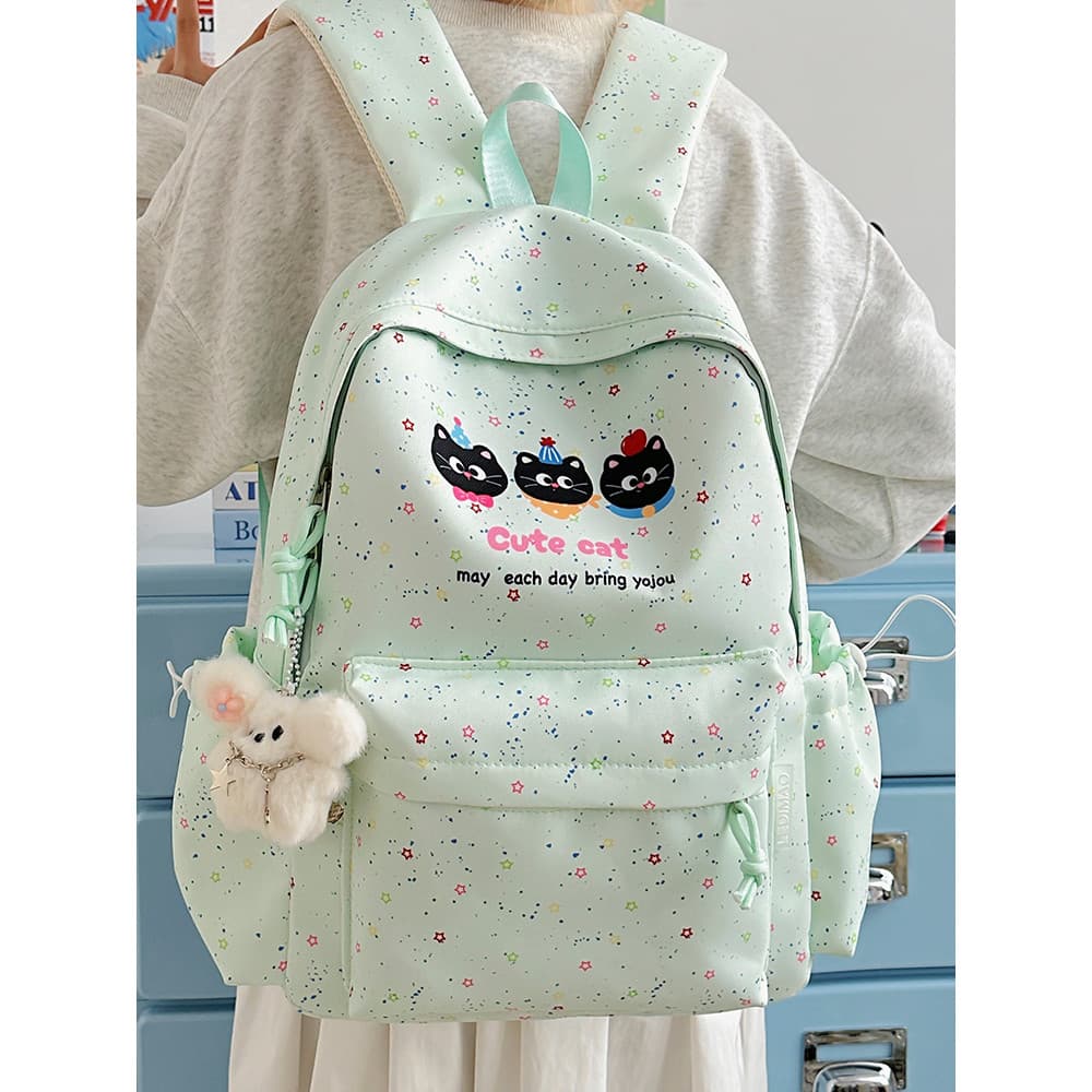 2025 Novo Estilo Mochila Gatinho Mochila Feminina Junior High School Estudantes Classe Bolsa Escolar Bolsa de Computador