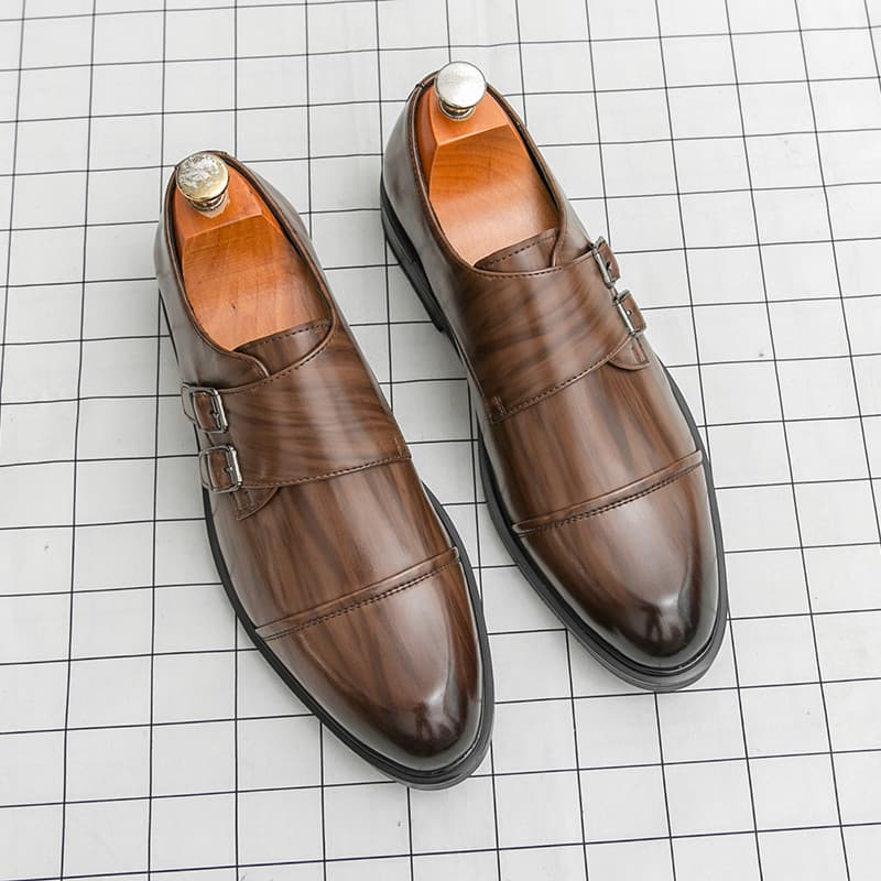 Monge sapatos masculinos na moda britânico um Pedal apontou Toe pai negócios aumento interno respirável preto sapatos de