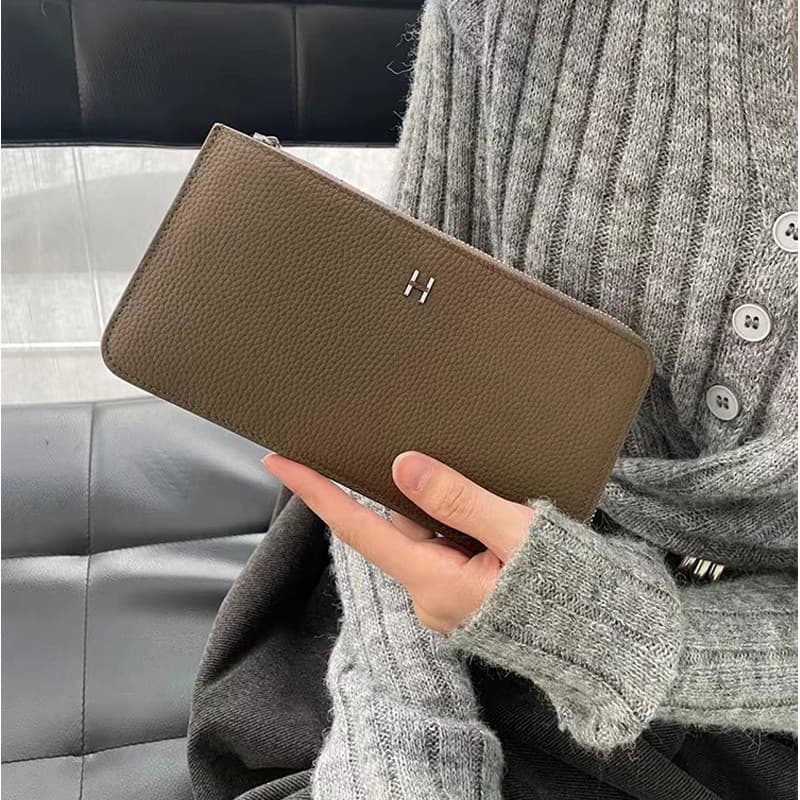 Carteira longa de grande capacidade feminina 2026 novo estilo High-End primeira camada de couro Multi-Slot para cartão s