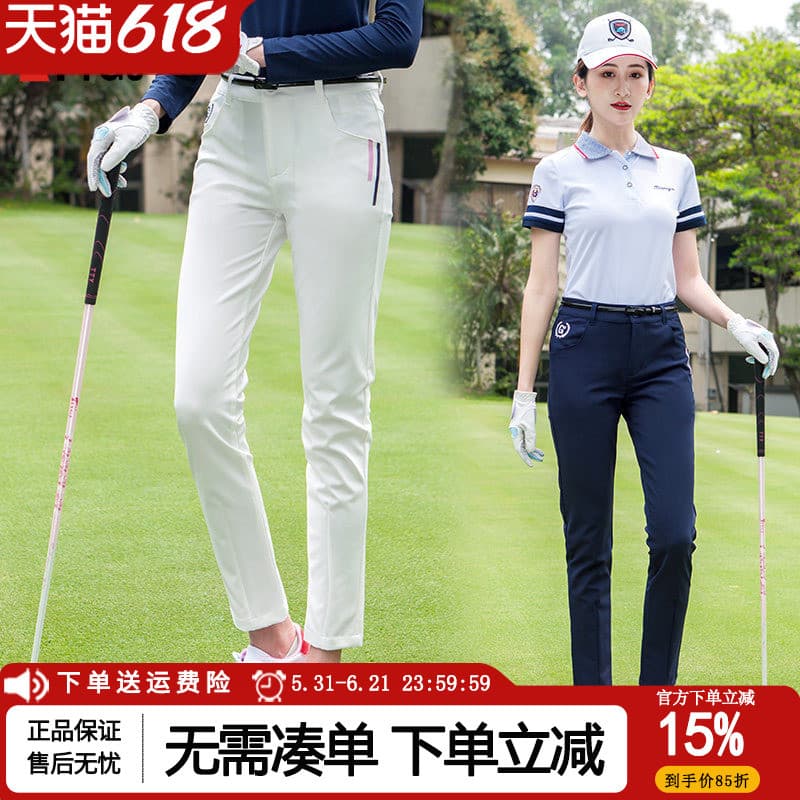 Cinto grátis calças femininas de golfe calças de bola elástica alta roupas primavera verão esportes terno feminino