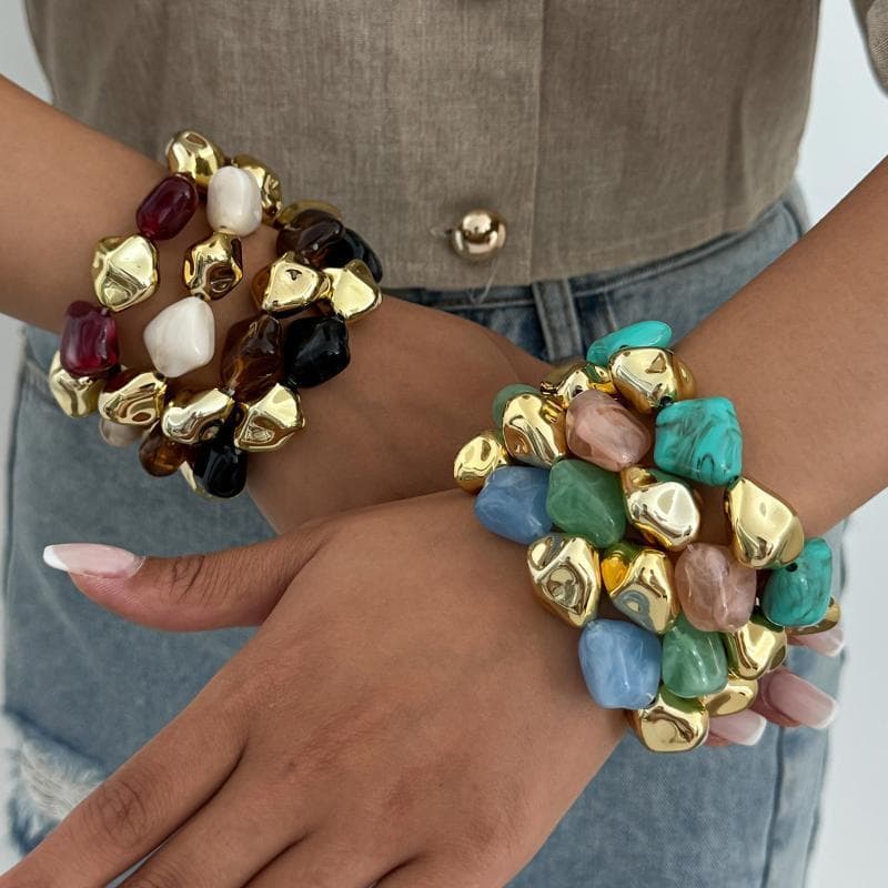Decorador Irregular Frisado Pulseiras Para Mulheres Multicolorido Bohemia Geométrica Artesanal Casal Jóias Presente