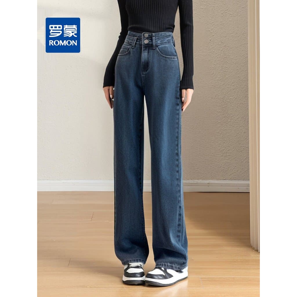 Lomon calças de brim femininas quatro estações All-Match Casual Commuter calças femininas moda fácil de usar calças reta