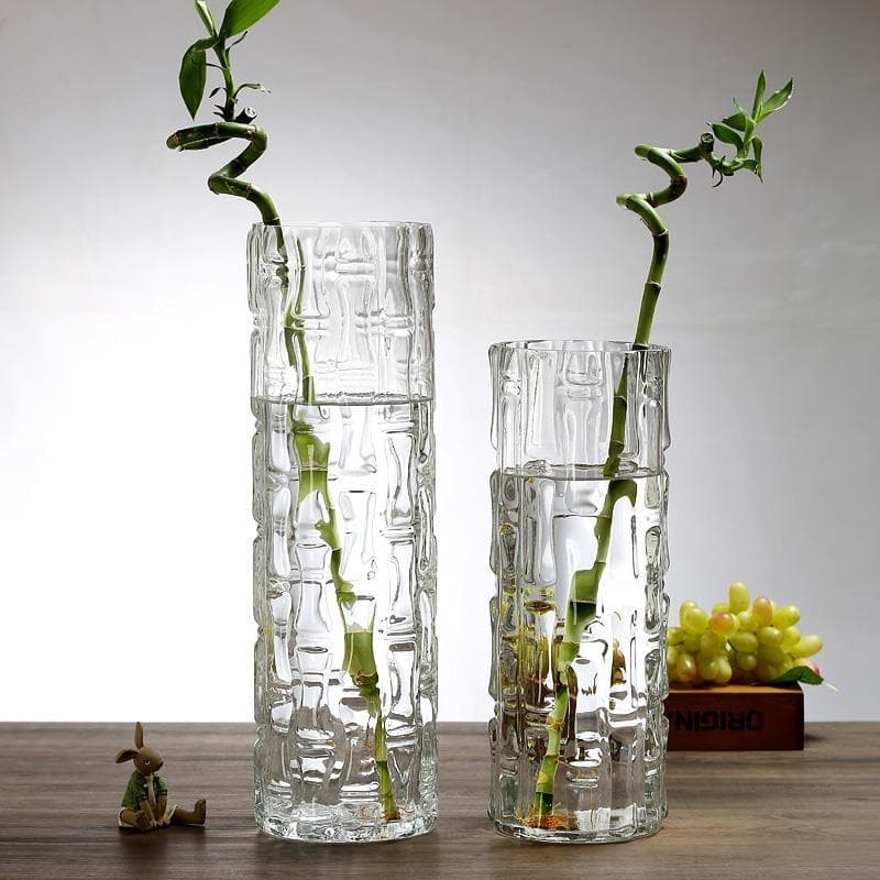 Ornamentos de vaso de vidro transparente Extra grande, arranjo de flores para sala de estar, tubo reto cilíndrico nórdic