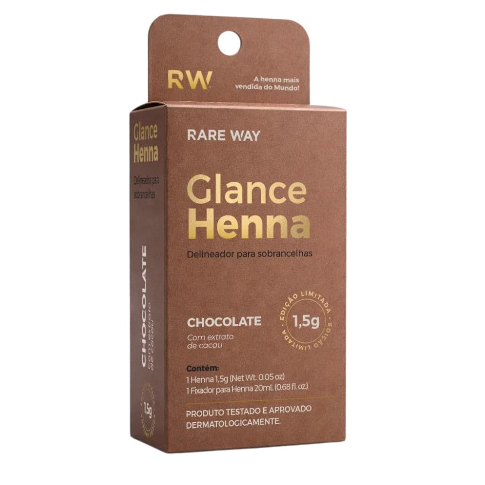 Kit Henna E Fixador Para Sobrancelhas Rare Way Glance - Chocolate - 1,5g
