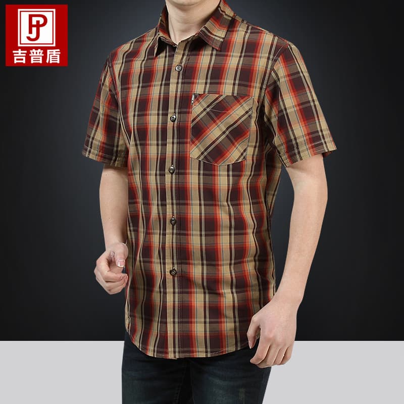 Camisa masculina Casual de manga curta para jovens de meia-idade 2025 verão novo estilo puro algodão solto camisa xadrez