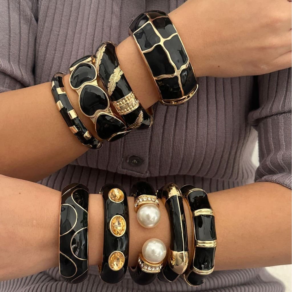 Jóias Retro esmalte óleo gotejamento aberto pulseira luz luxo onda bambu empilhado liga pulseira feminina