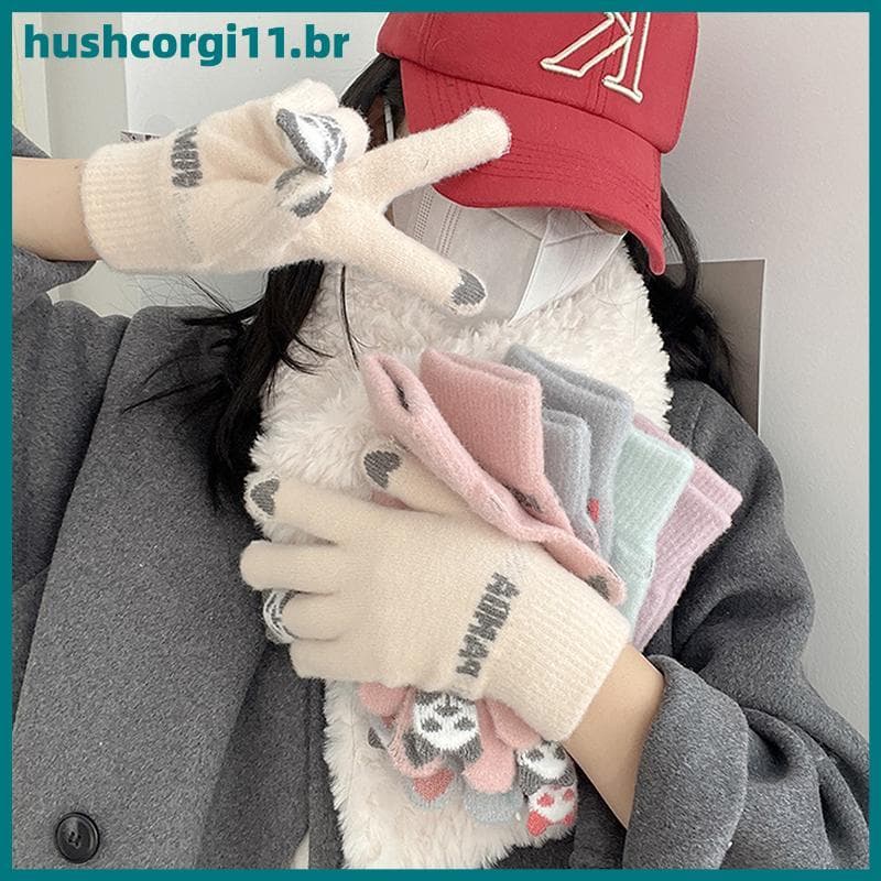 HUSH Luvas Femininas De Inverno Com Tela Sensível Ao Toque De Lã Dedos Inteiros (1 Par) BR