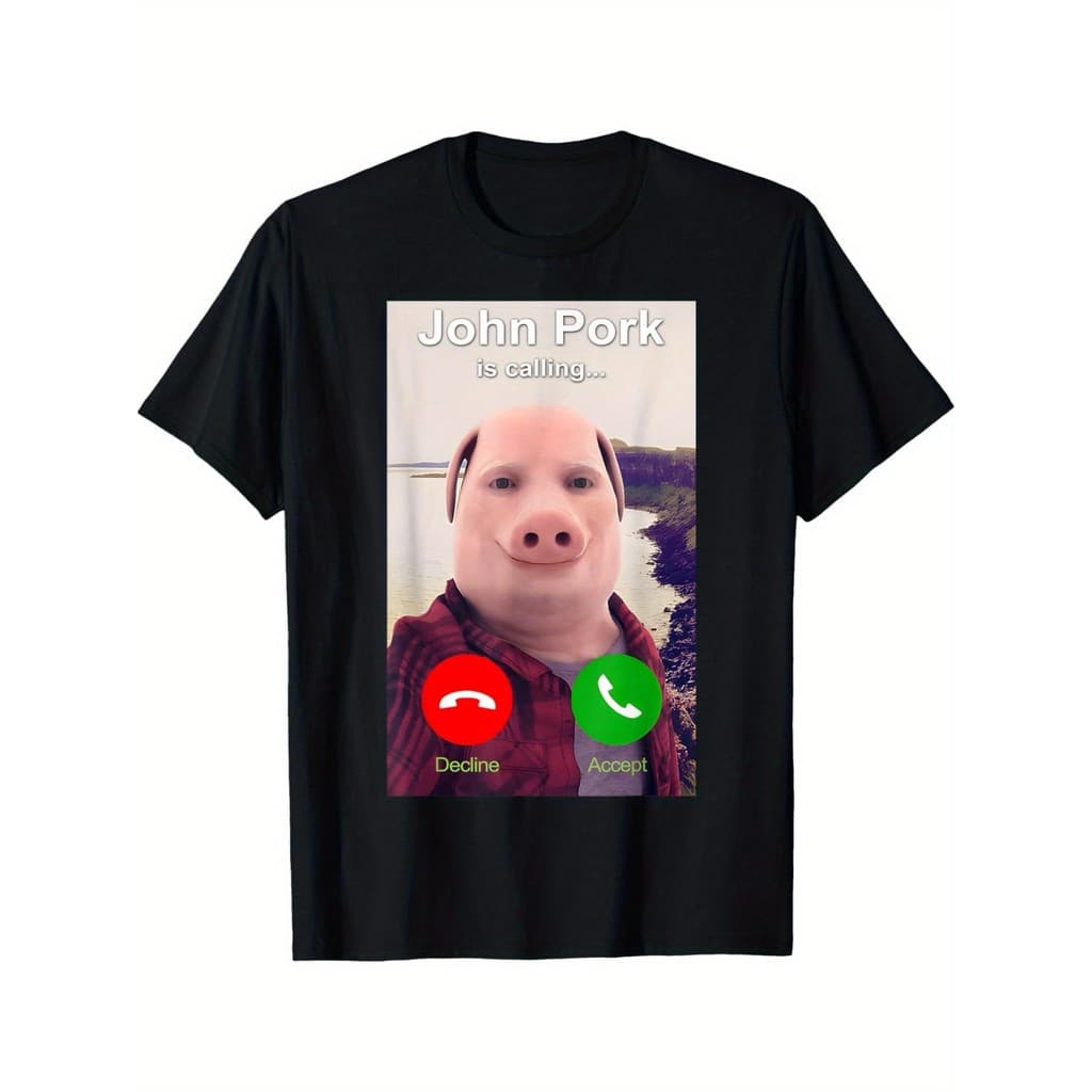 Camiseta  em Algodão Camiseta Feminina Masculina John Pork Meme Engraçado Básica