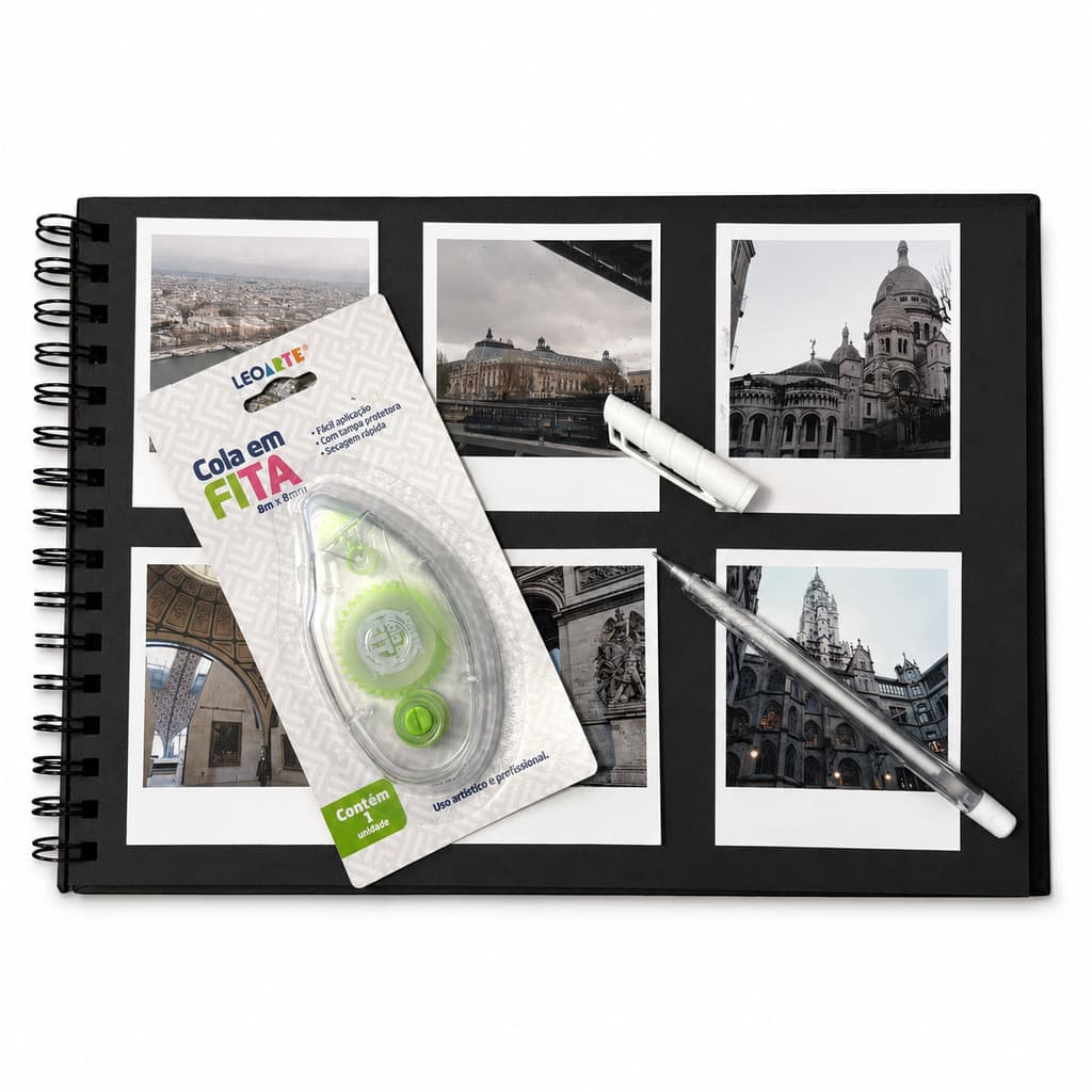Álbum Scrapbook Preto Liso 20 Folhas Pretas A4 (21x29,7cm)