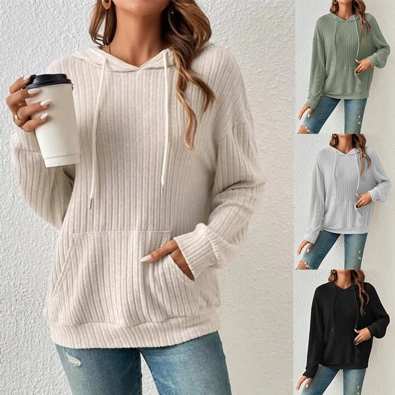 2026 outono inverno novas malhas femininas transfronteiriças com capuz Pit Strip canguru Pock
