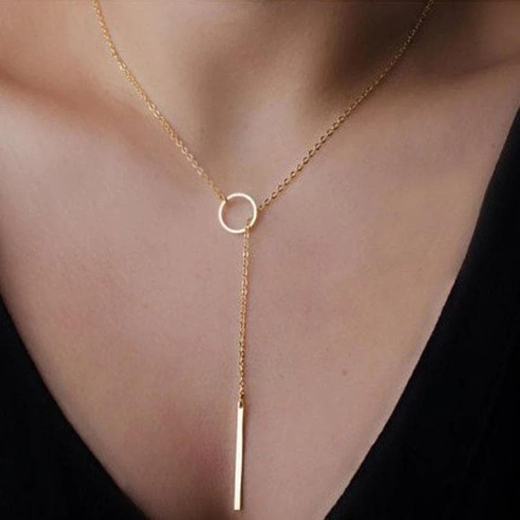 Colar Mulheres Minimalista De Barra Circular , Cor Dourada , Joia Elegante e versátil