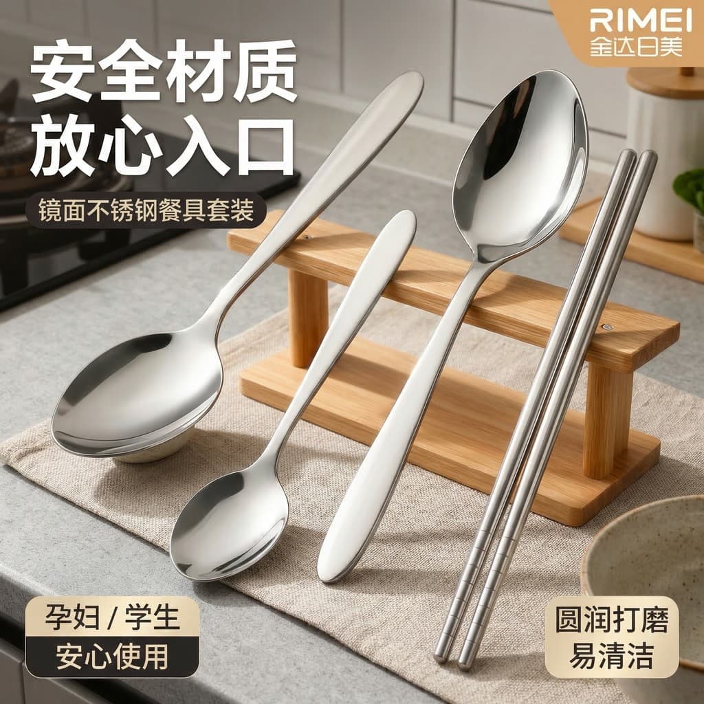 Jinda japonês americano 304 aço inoxidável 316 colher pequena colher de sopa alça longa espessada doméstica colhe