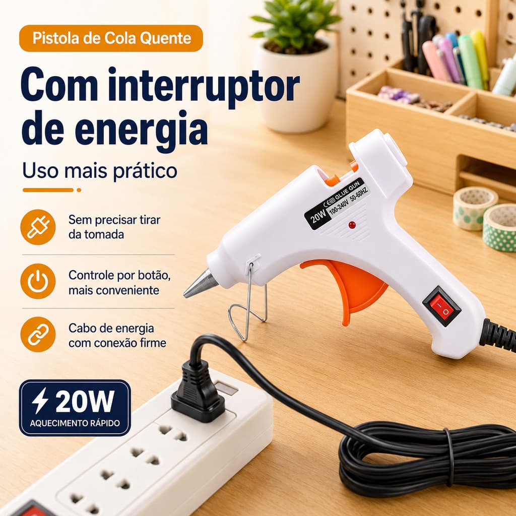 Pistola De Cola Quente 20W branco Pequena Casa pistola cola elétrica DIY Diâmetro mangueira de borracha 7mm adaptado