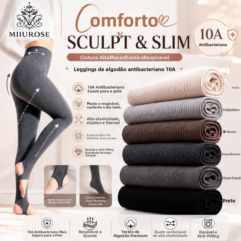MIIUROSE Meia-calça Feminina Cinza com Listras Verticais, Cintura Alta, Controle de Abdômen, Efeito Modelador de Pernas