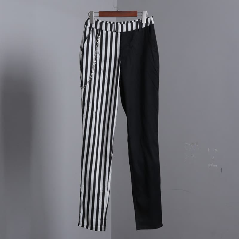 Esquerda direita heterocromática Yin Yang perna listras verticais pés pequenos street Wear Retro High street costura Cas