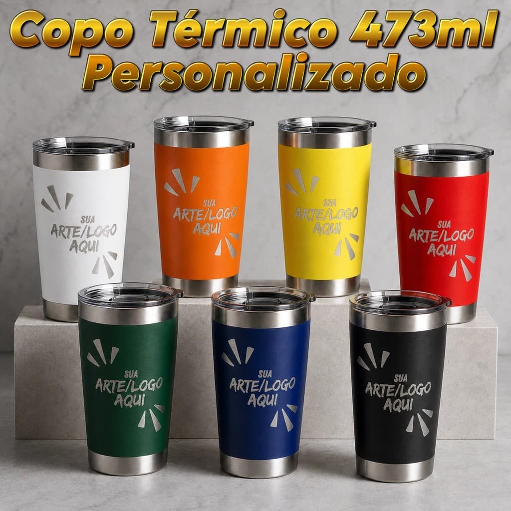 Copo Térmico Personalizado PossArt 473ml - Sua Arte, Seu Estilo, Sua Bebida Gelada!