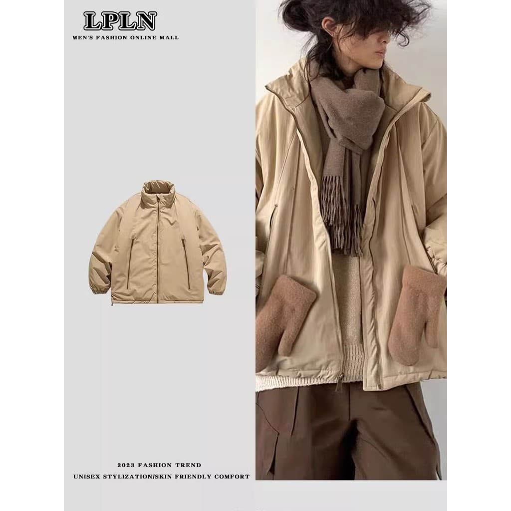 LPLN Inverno Japonês Retro Melad Vertical Listrado Jaqueta Acolchoada Homens Mulheres Estilo Unissex Engrossado Jaqueta