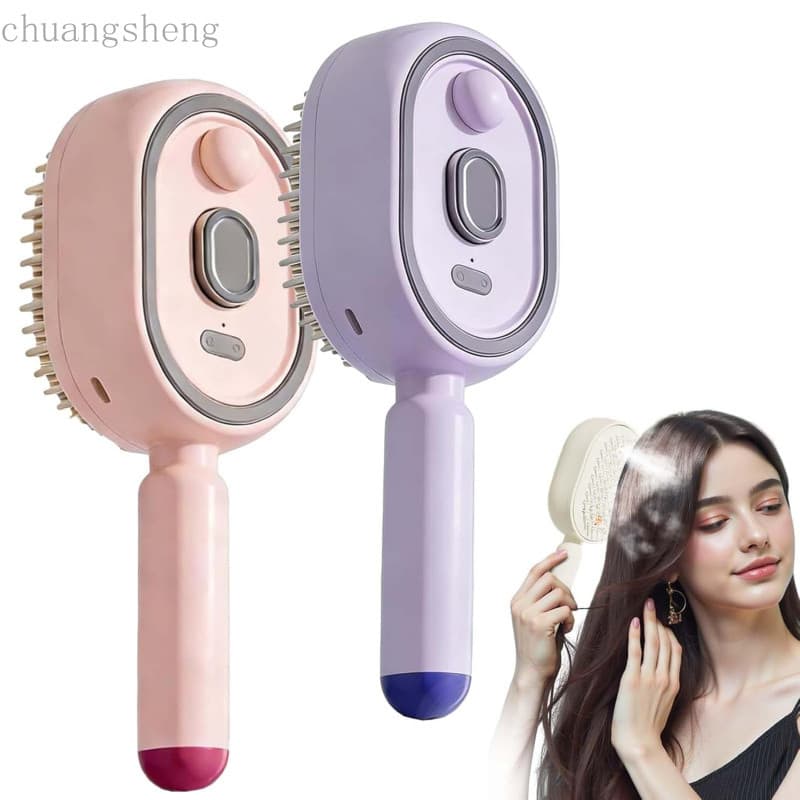Escova de Cabelo Elétrica a Vapor para Desembaraçar – Escova Anti-Estática com Nano Névoa e Spray de Água, Reduz o Frizz